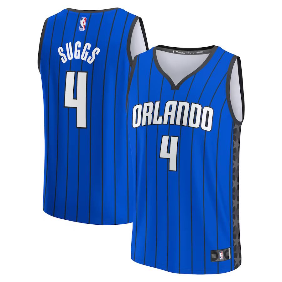 Men Orlando Magic 4 Jalen Suggs Fanatics Branded Blue 2022-23 Fast Break Replica NBA Jersey